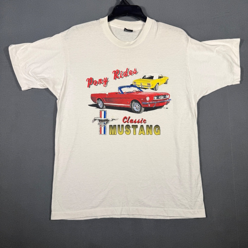 Vtg 90s Ford Mustang Pony Rides T Shirt XL Screen Stars Best Single Stitch USA